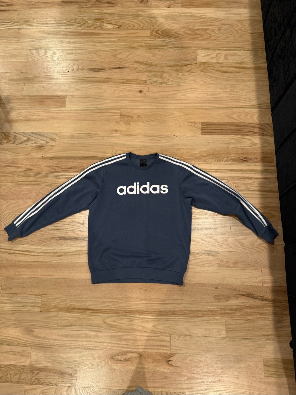 adidas Navy Crewneck Sweatshirt with White Stripes